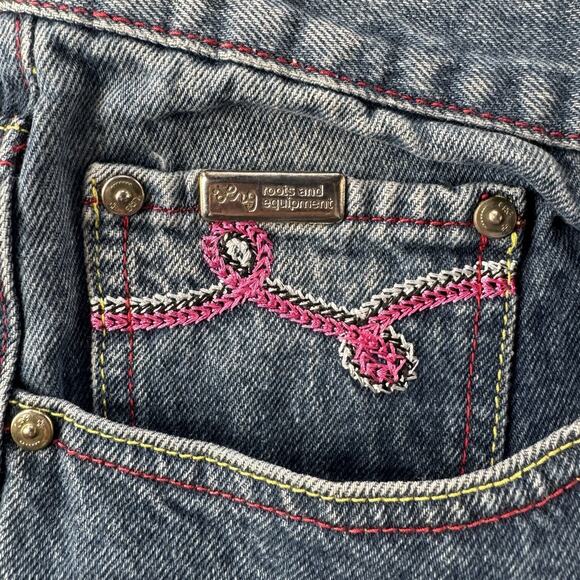 Y2K LRG Denim Jeans Baggy Embroidered Sugar Skull Rare Vintage Size 36 - Picture 6 of 11